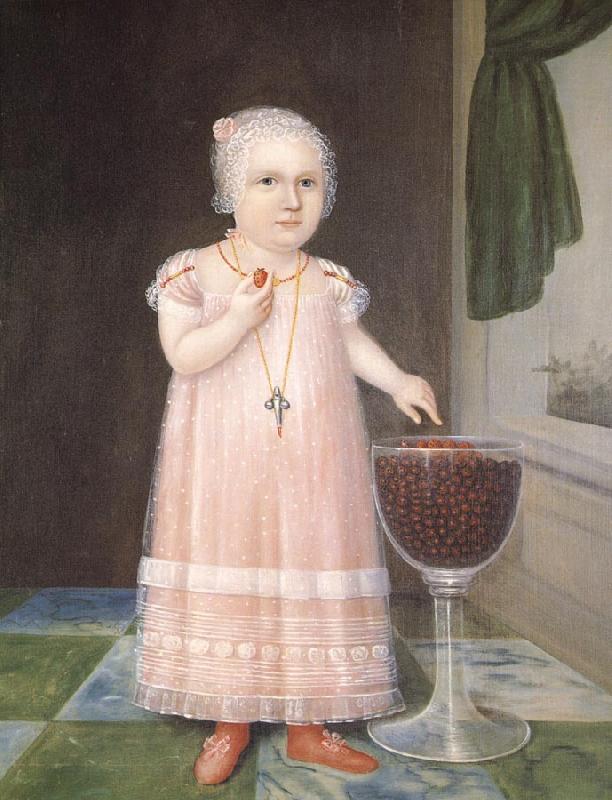 Johnson Joshua Little Girl in Pink with Goblet Filled with Strawberries:A Portrait France oil painting art